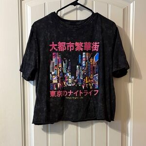 Fifth Sun Black Tokyo Night Life Crop Top
